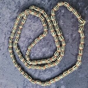 Modern Venetian-Style Chevron Glass Beads – 4 Layer Red/White/Black Barrel Trade